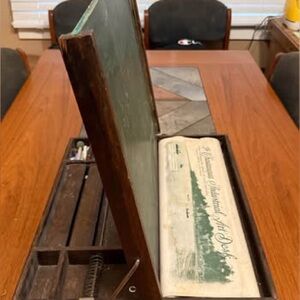 Chautauqua Industrial Art Desk Panel in Green Print